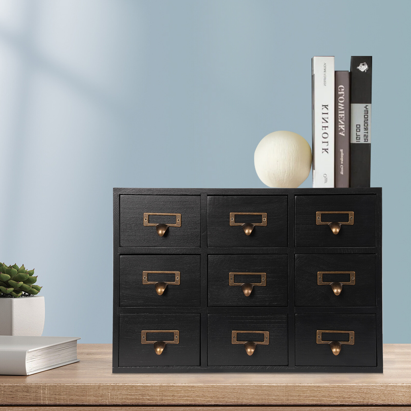 Apothecary Chest Cabinet, Wooden Medicine Drawer Organizer Box With 9 Drawer