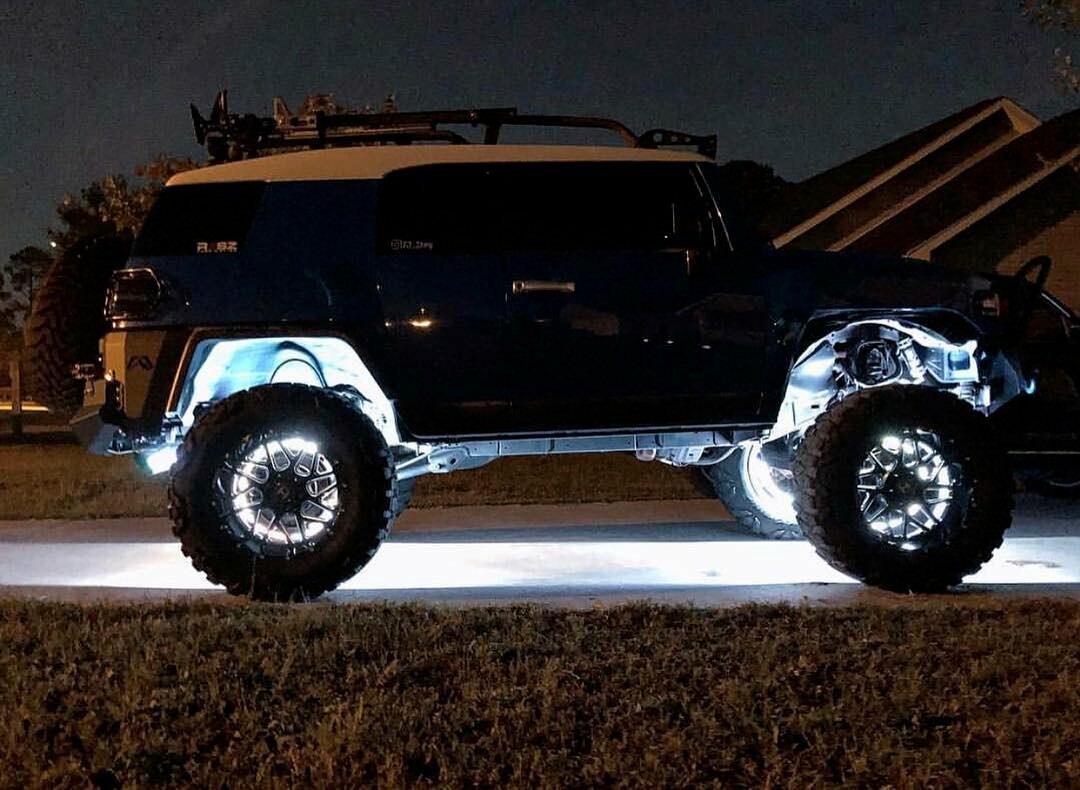 4x 15.5'' Pure White Double Row LED Wheel Rim Lights Truck Strobe Button Control