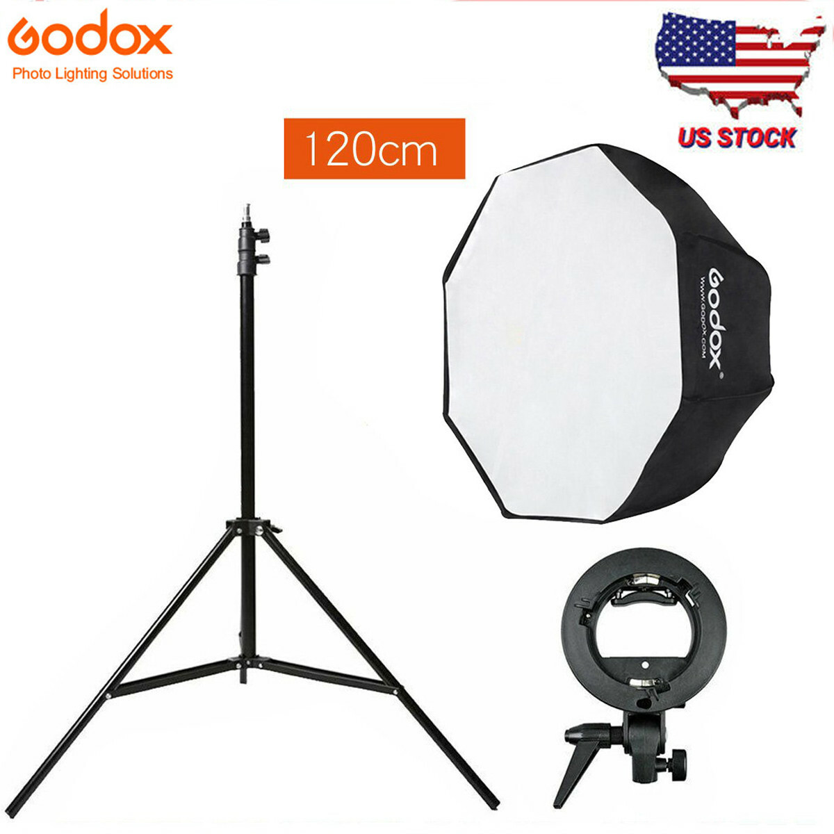 US Godox 120cm 47" Octagon Umbrella Softbox +S type Bracket+2m Light Stand kit
