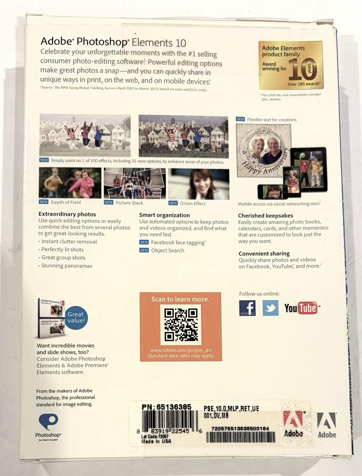 Adobe Photoshop Elements 10 for PC & Mac OS- with Serial Number