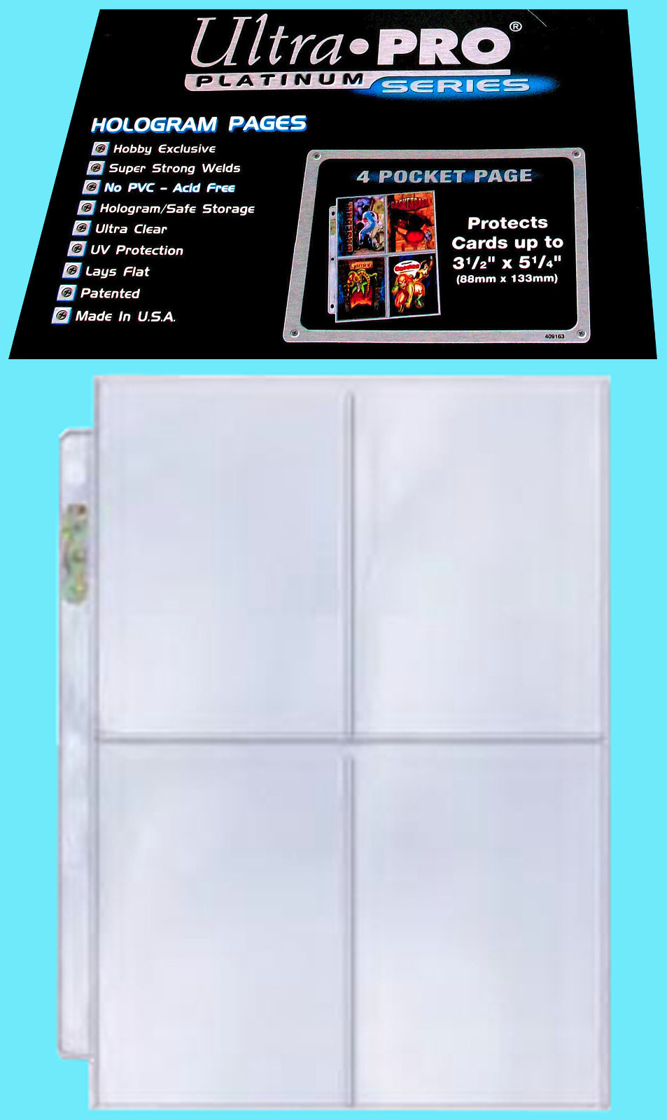 10 Ultra Pro 4-Pocket Platinum Card Pages Sheets Protectors Toploader 3.5x5.25