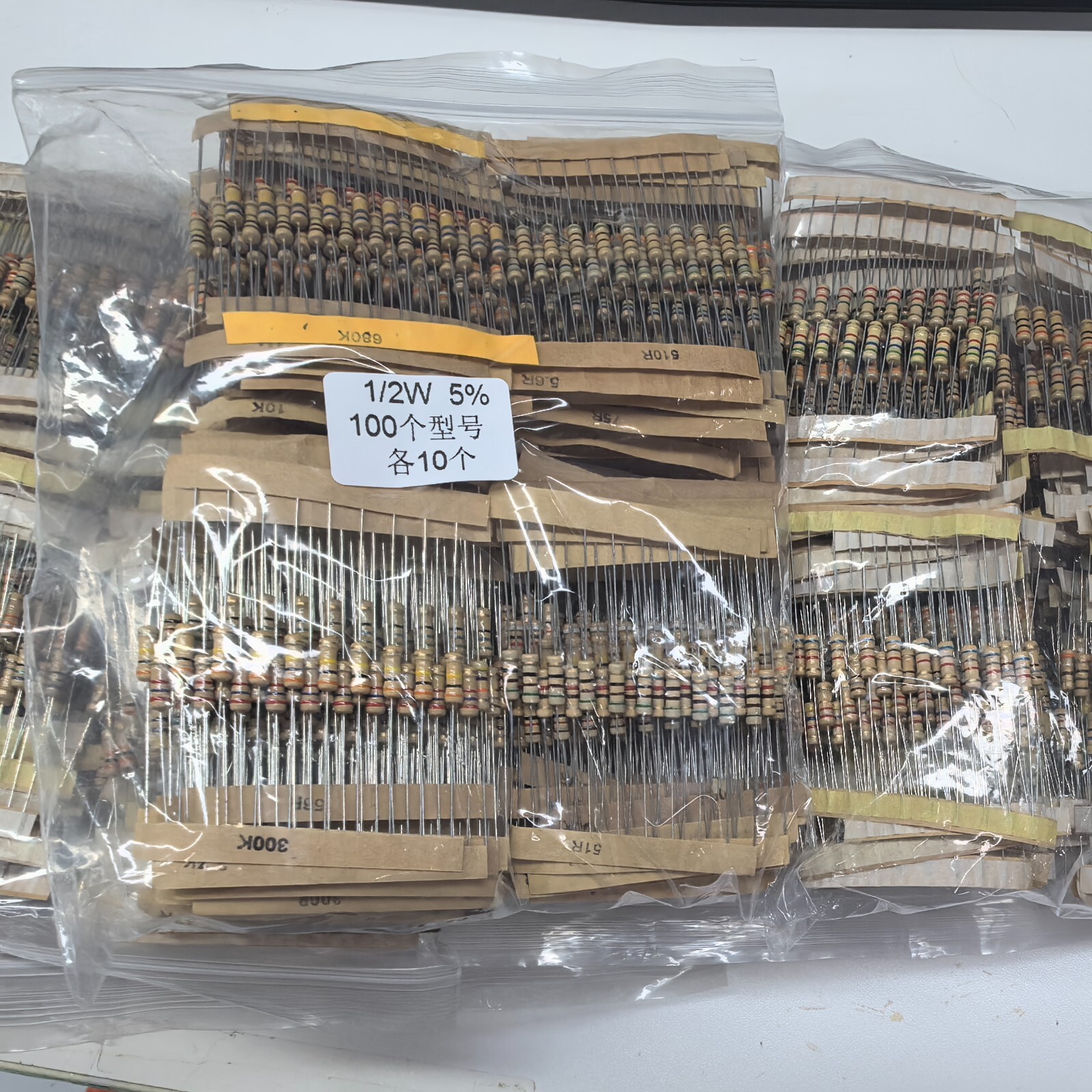 1000pcs 100 Values Resistor Kit 1/2 Watt Resistors Kit Resistors Assortment kits