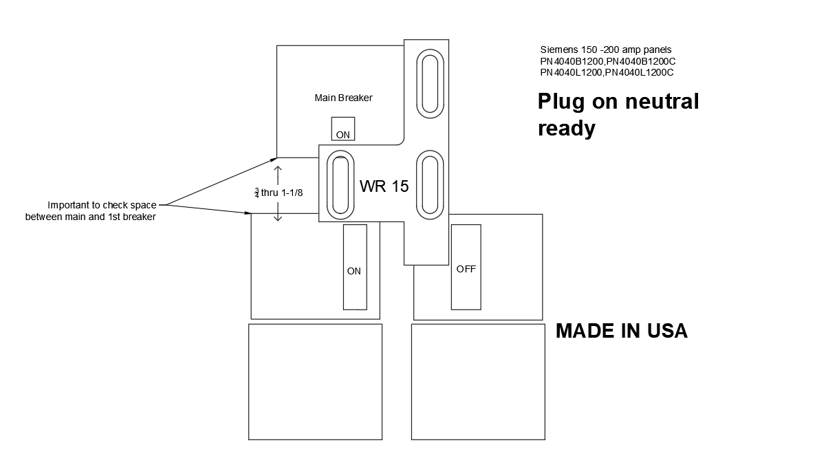 Generator Interlock Kit , Siemens 200 Amp Panel Murray 200 Amp Panel