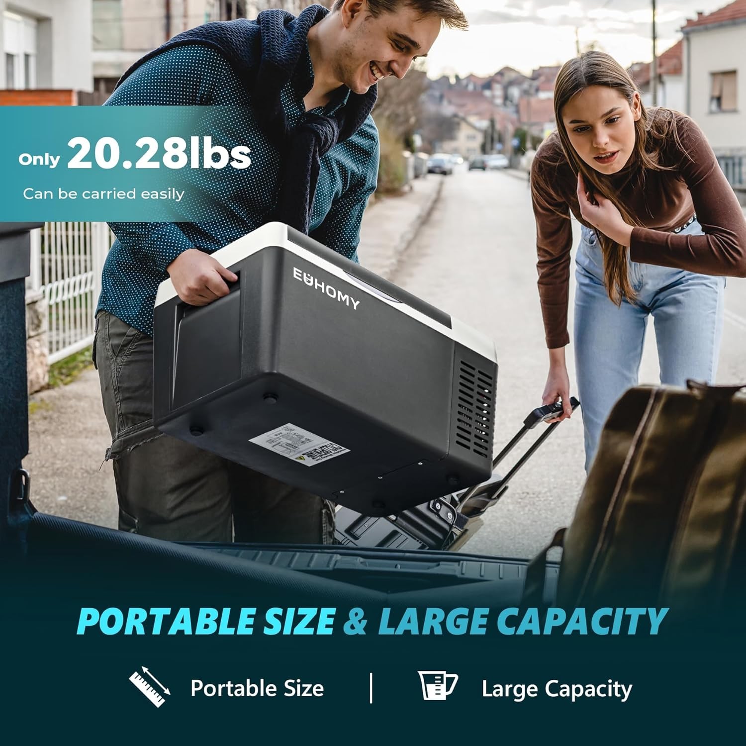 EUHOMY 12 Volt Refrigerator -4℉~68℉, Electric Cooler for Camping, Travel, Boat