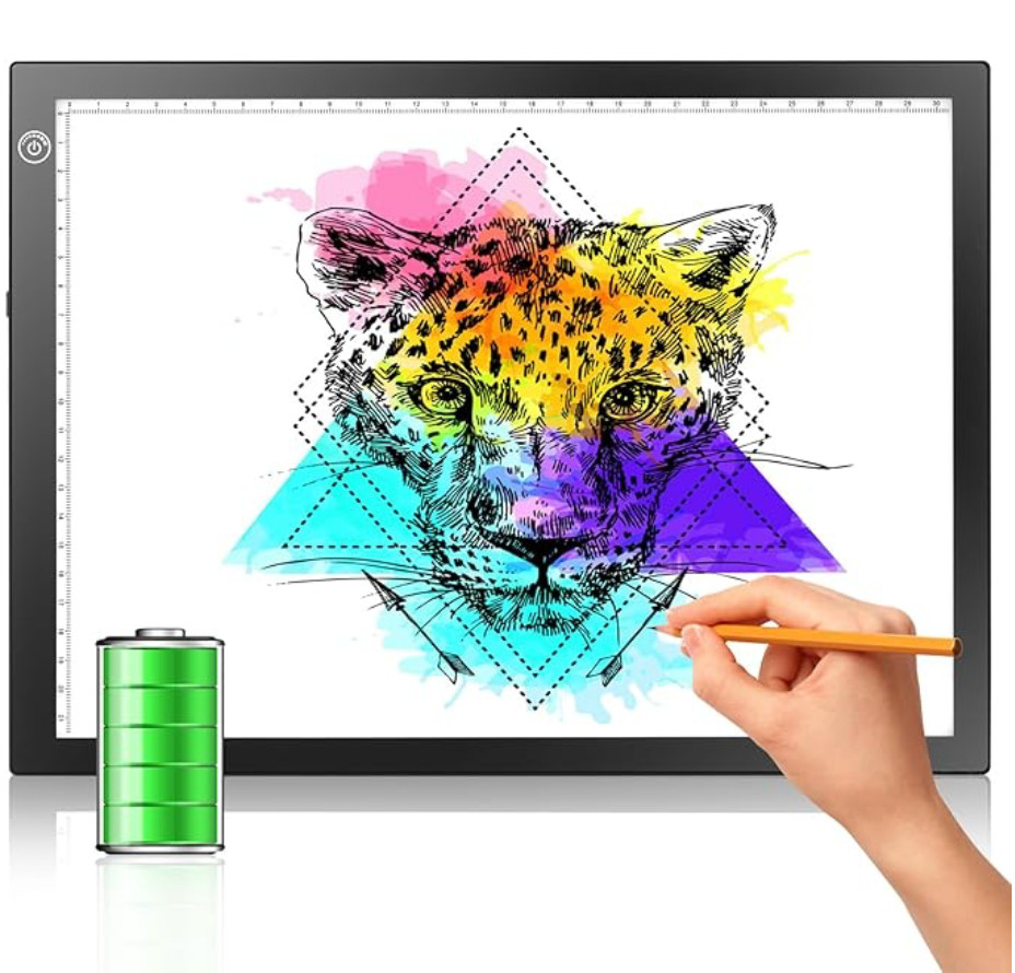 LitEnergy Rechargeable Battery Powered Light Tracing Box, Ultra-Thin Adjustab...