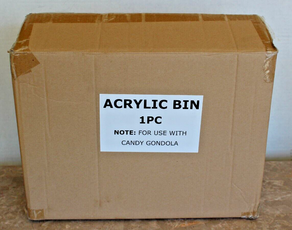 Acrylic Storage Bin Container w/Hinged Lid for use with candy gondola