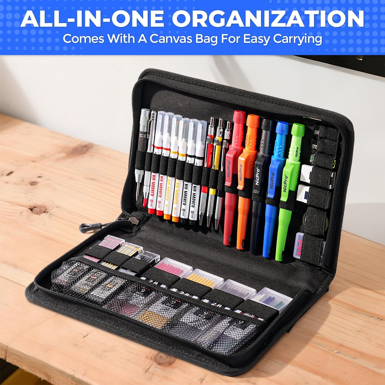 44 Pack CP3000 Carpenter Pencils with Sharpener, Mechanical Carpenter Pencil ...