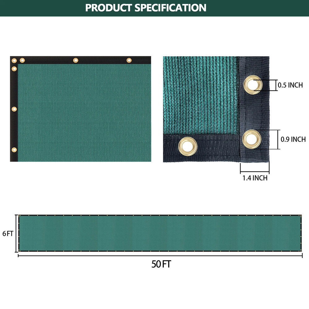 6 X 50ft Privacy Fence Cover Screen Fencing Mesh Shade Net Cover for Garden Yard