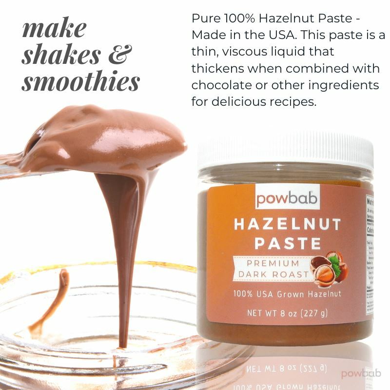 powbab Hazelnut Paste - 100% USA Roasted Hazelnut Spread, Nut Butter (8 oz)