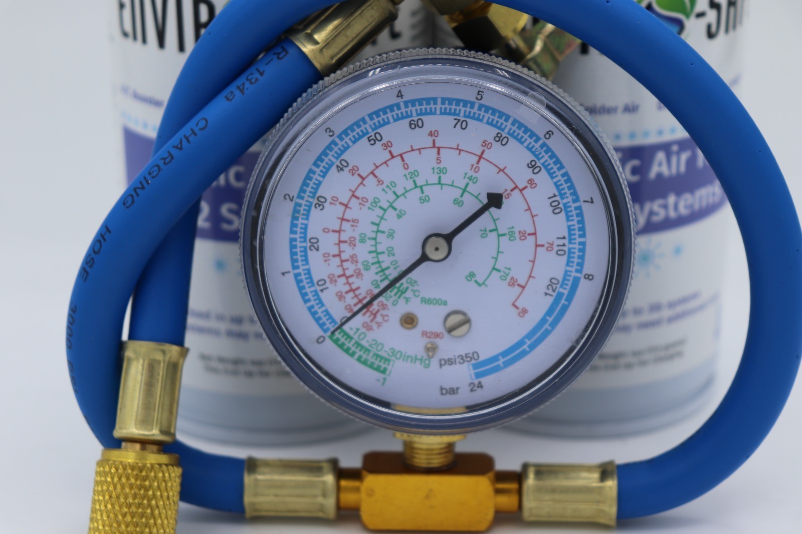 Envirosafe Arctic Air for R12, Refrigerant support, 2 cans Brass Gauge