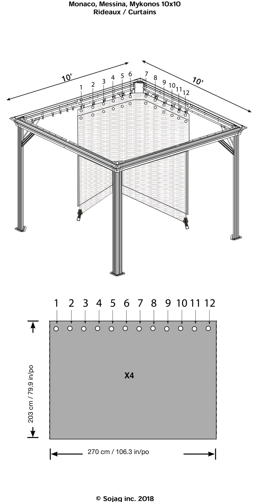 Sojag Messina & Mykonos Curtains in Spun Grey, New Gazebo Panels