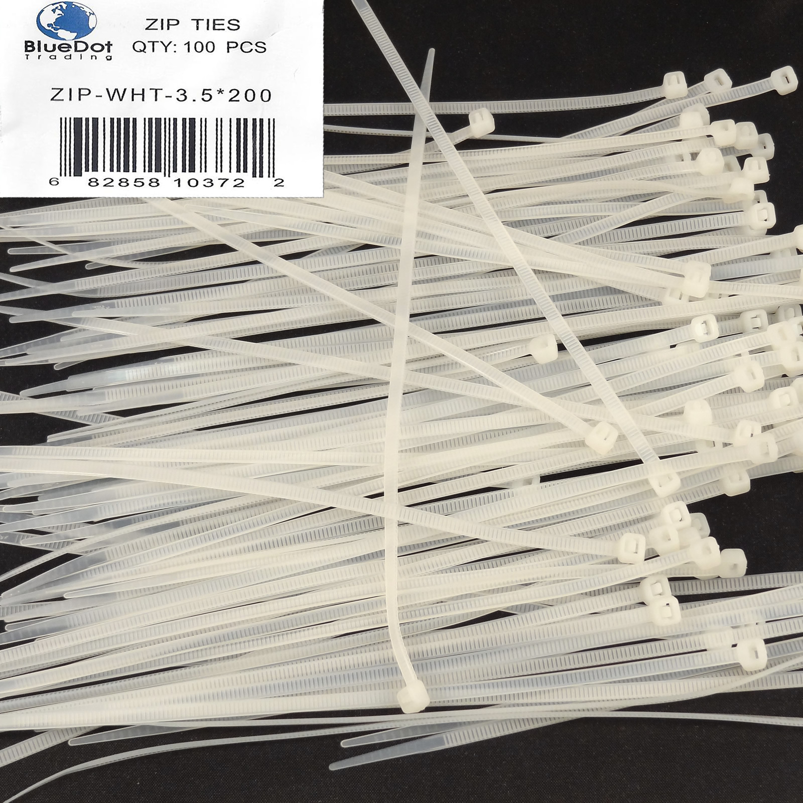 SHIPS FREE ~ 100 PACK 8 INCH NYLON ZIP CABLE TIES WIRE TIE WRAPS WHITE 40 LBS 8"