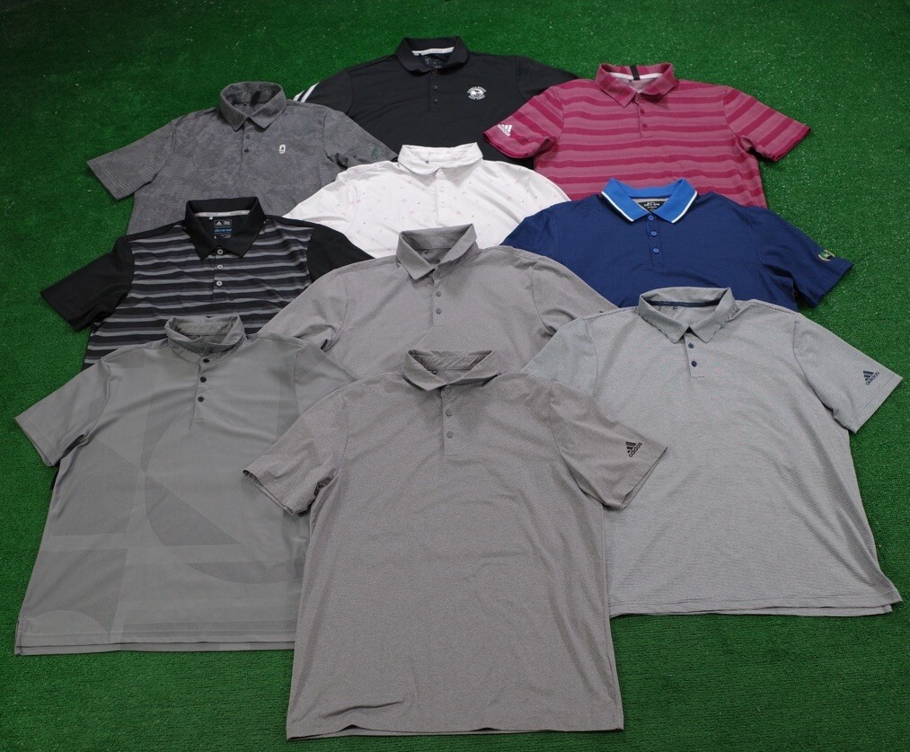 Lot of 10 Adidas Golf Mens Polo Shirts Size Large
