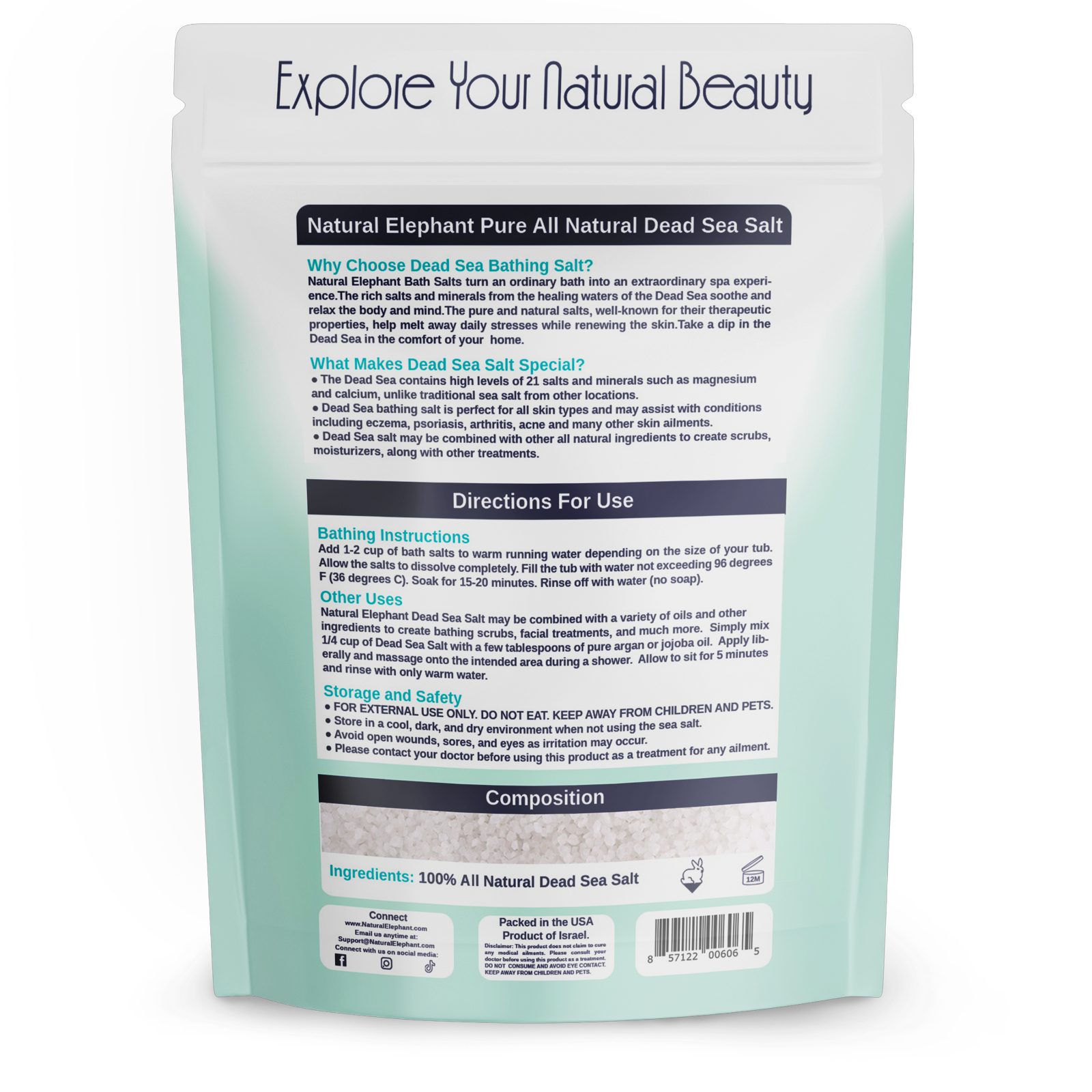 Dead Sea Salt Coarse Grain 1lb, 2lb, 5lb, and 10lb