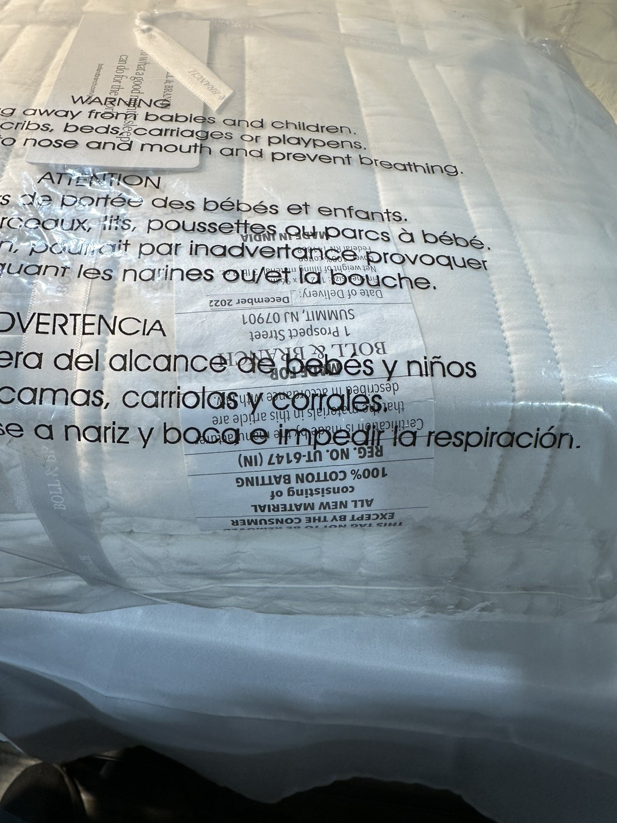 NEW Boll & Branch Signature Stripe Quilt and Shams Set White King/Cal King