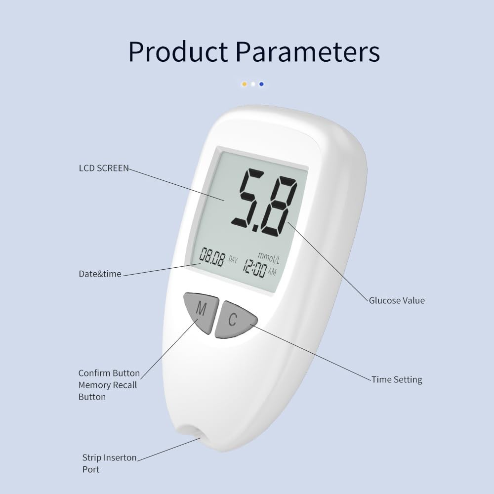 Glucose Monitor Kit, Blood Sugar Monitor,50 Test Strips &50 Lancets for Diabetes