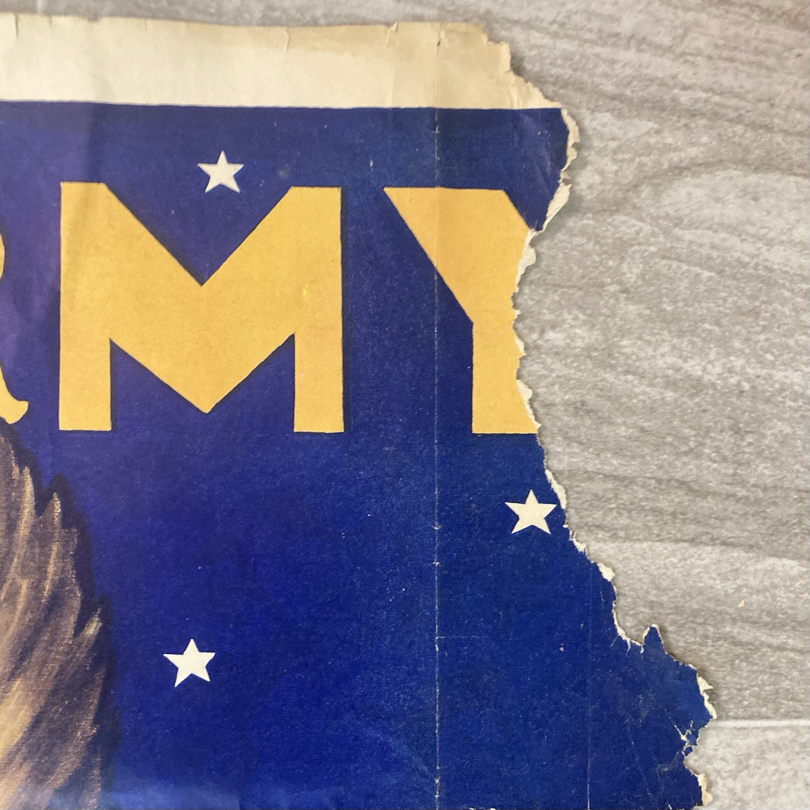 ORIGINAL WW2 UNITED STATES ARMY POSTER AT HOME ABROAD TOM WOODBURN 38”x28 #1