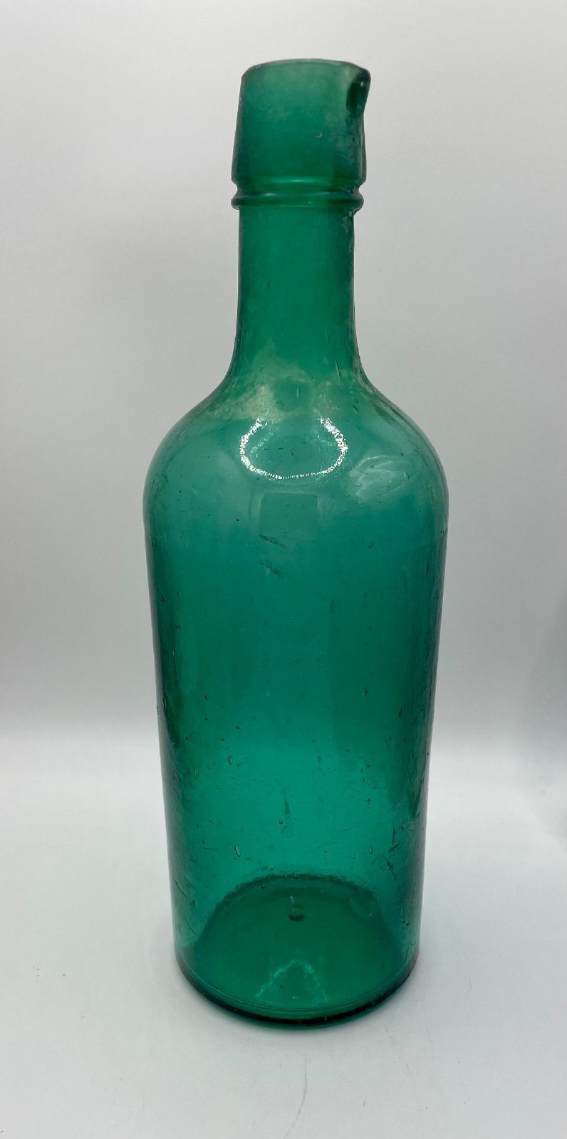 Teal Green Master Ink Bottle 1870 Applied Lip Hand Blown Privy Dug Writing