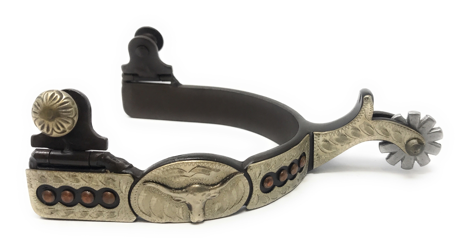 AJ Tack Men's Antique Brown Longhorn Engraved Spurs