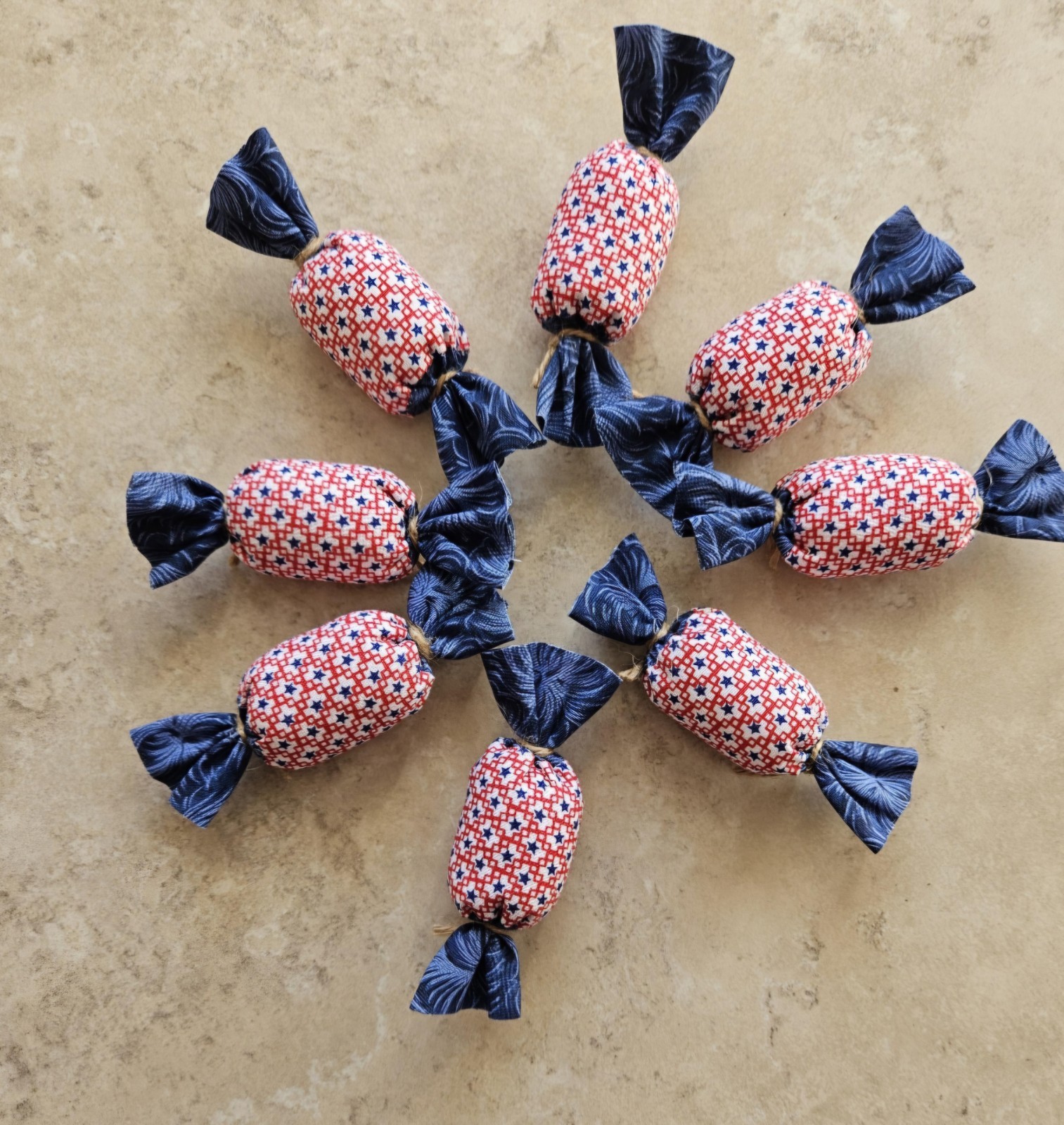 Bowl Filler Americana Patriotic Ornie Fabric 8 Pcs Candy Tier Tray Fabric Decor