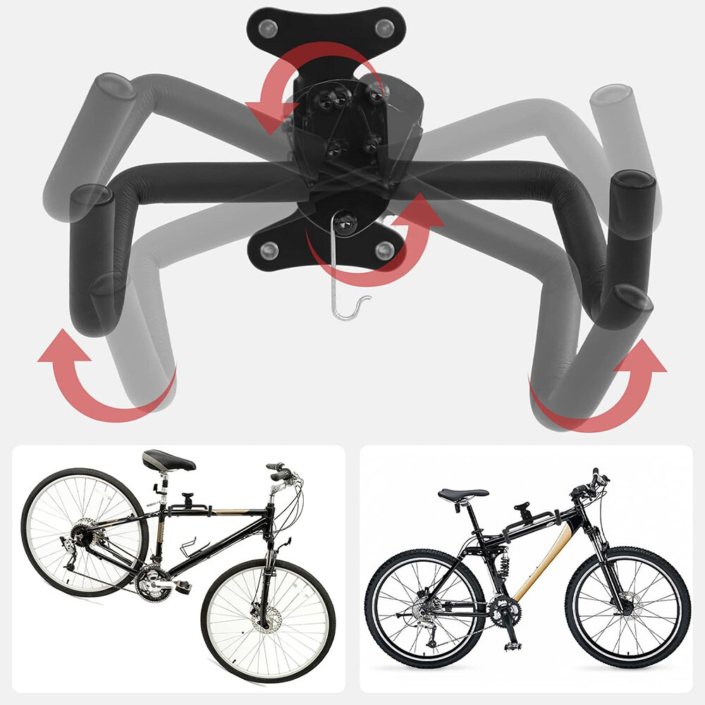 Bicycle Storage Wall Mount Rack Hanger Cycling Steel Garage Space Saving Holder