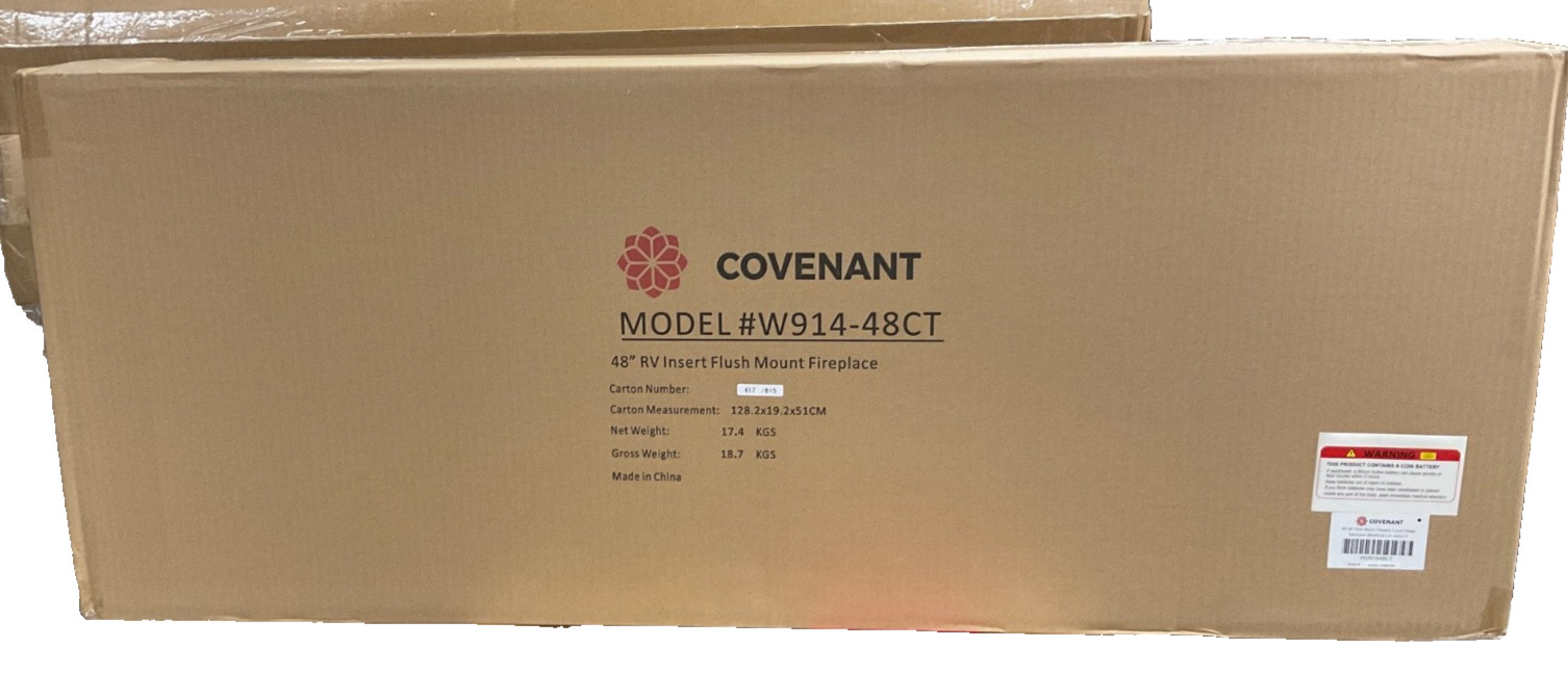 Covenant W914-48CT 48" Insert Flush Mount Fireplace With Remoter RV Camper