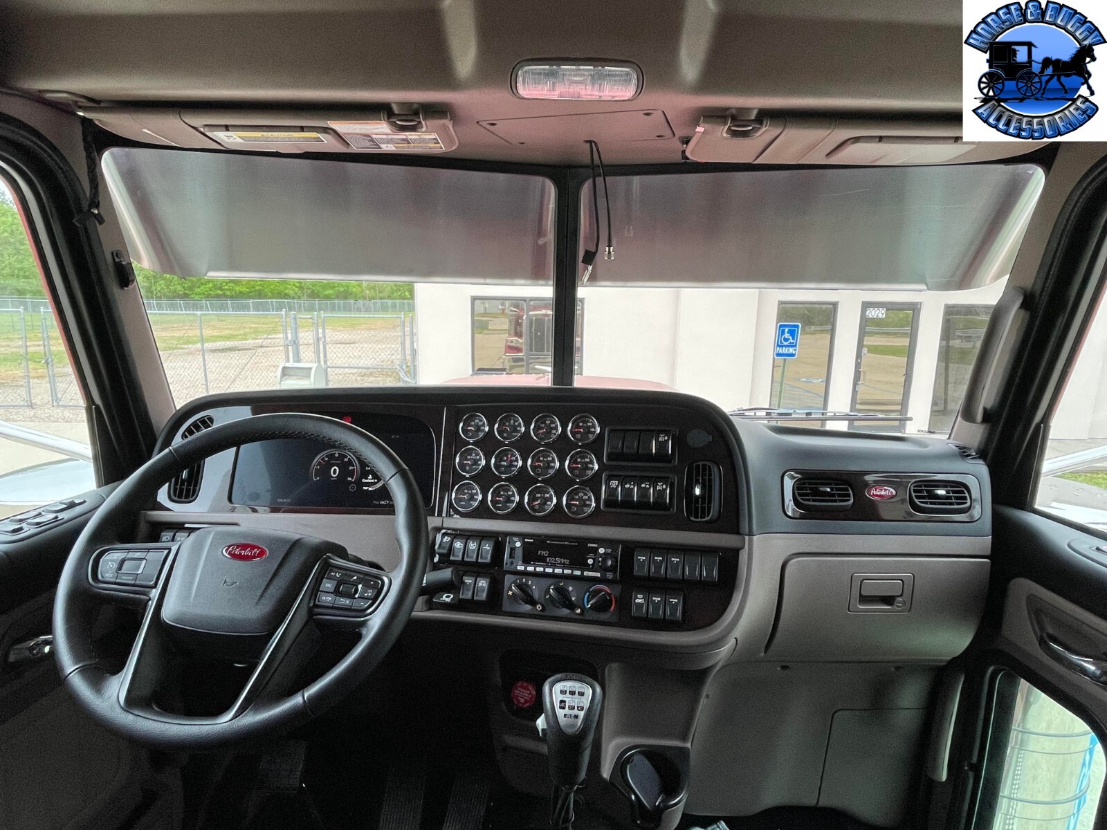 Peterbilt 12'' Rollin Low straight sun visor 304 s.s. 379/389/388/386 1003