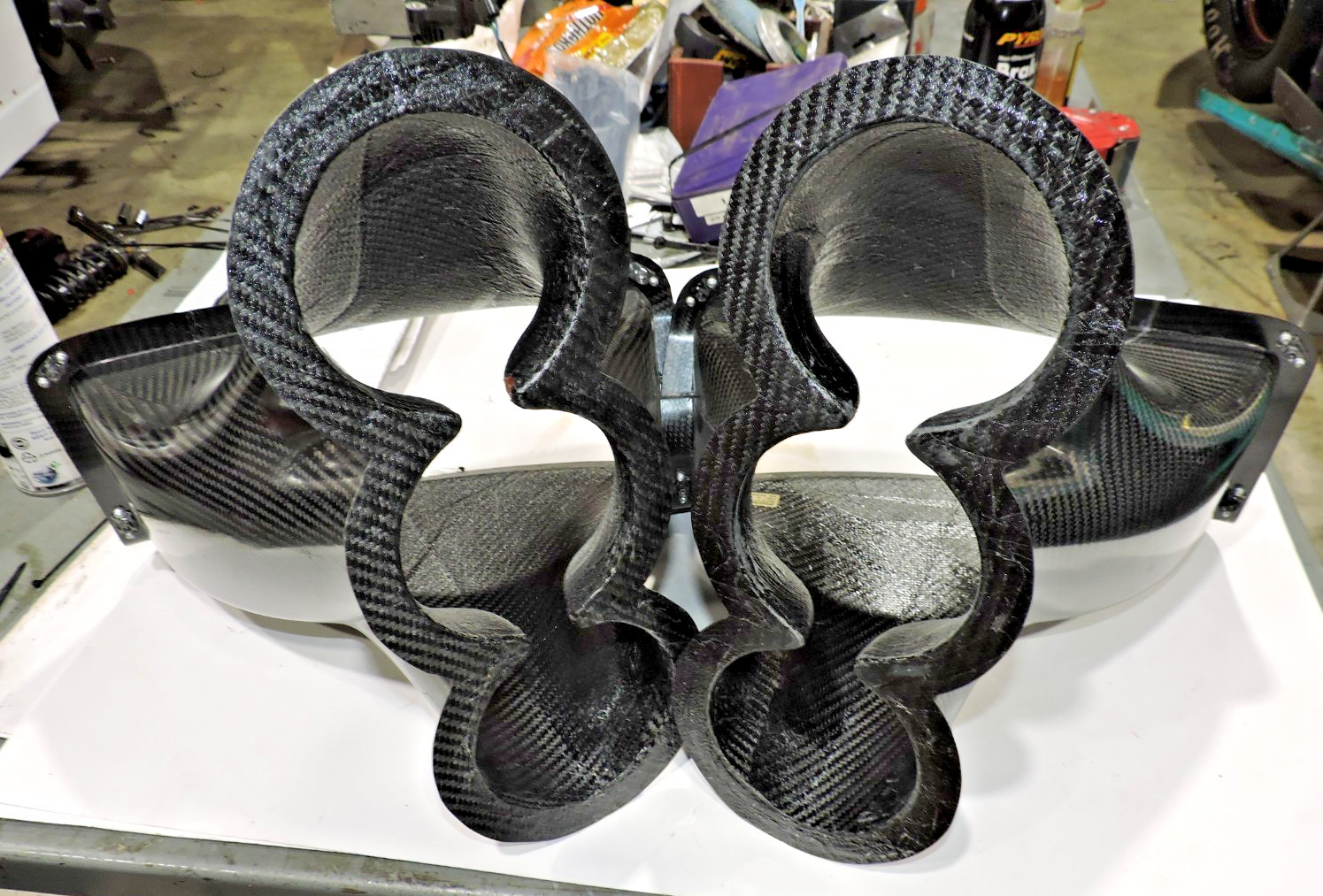 Fibreworks Carbon Fiber nose ducts to 4" outlets L&R Late Model Nascar