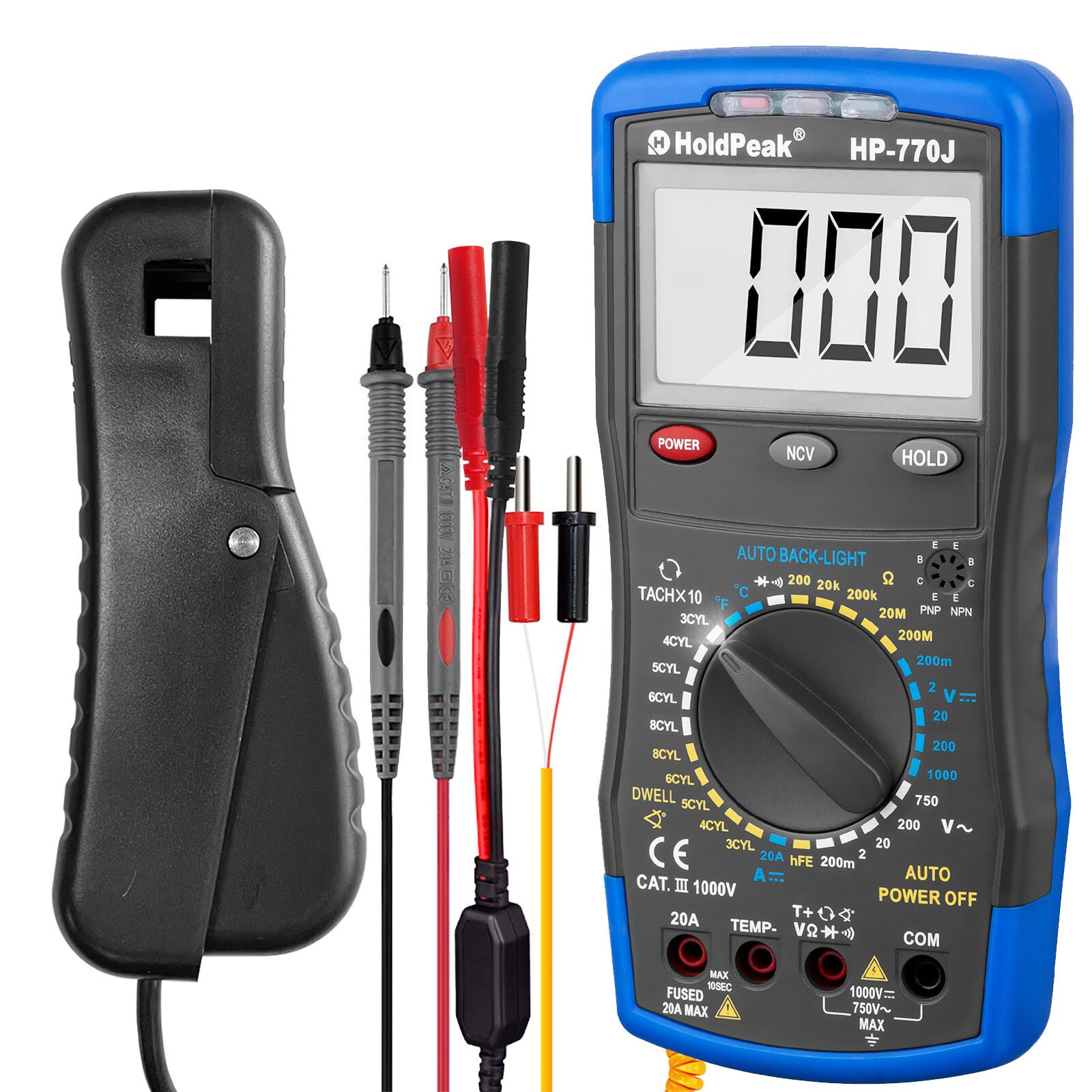 Automotive Multimeter Kit Auto Diagnostic RPM Tachometer Dwell Angle Test Leads