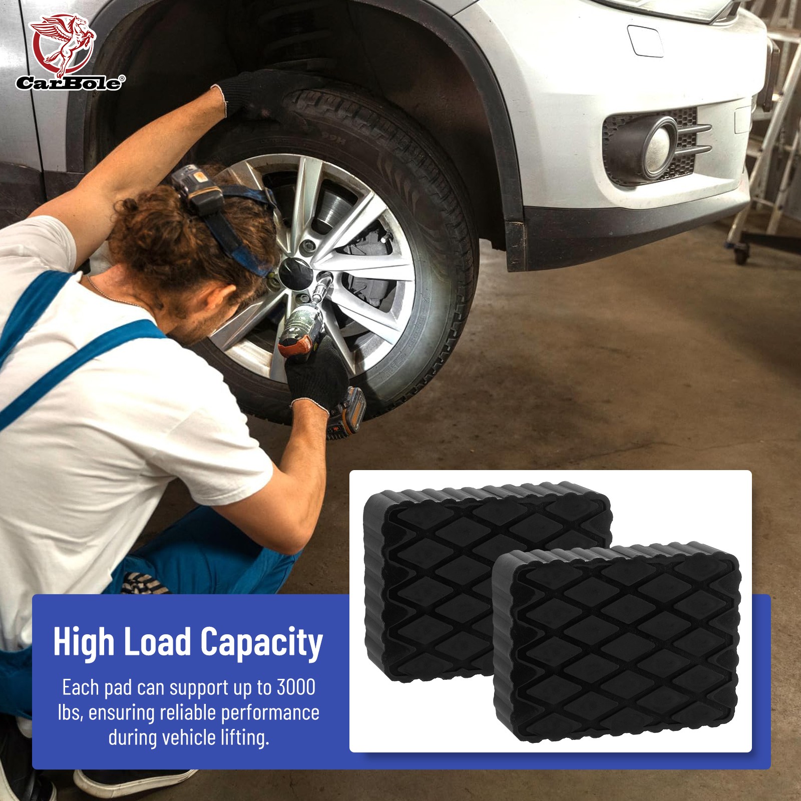 4X Solid Rubber Auto Lift Block Spacer Pad Heavy-Duty for Automobile Lifts