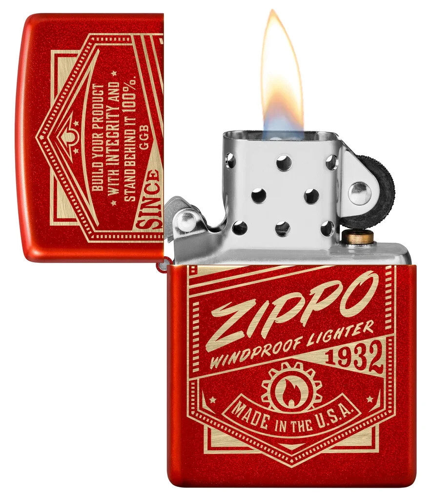 Zippo 48620, It Works Advertising Design, Metallic Red Finish Lighter