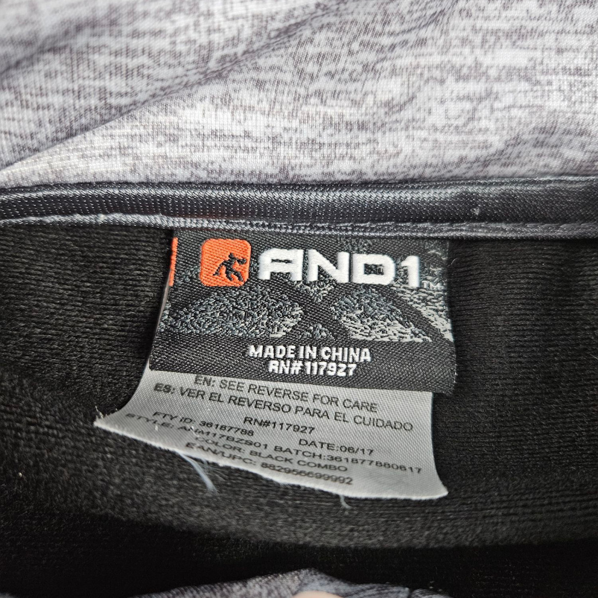 And1 Men's Full Zip Basketball Track Jacket Large Black Gray