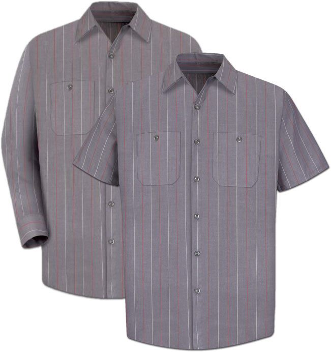 Red Kap Poplin Stripe 2 Pocket Men's Work Shirt Uniform