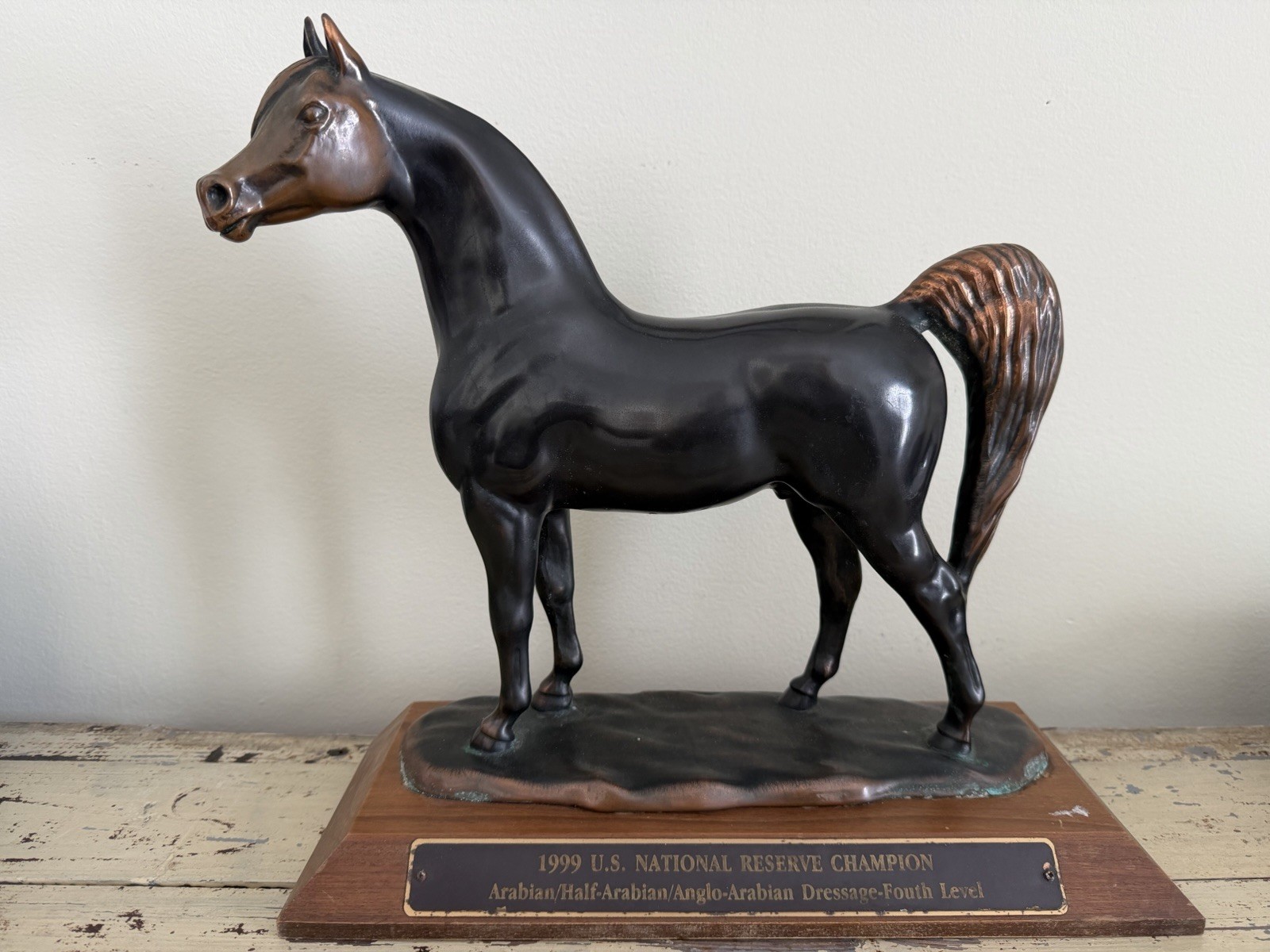 Gladys Brown Edwards (?) Champion Arabian Horse Bronze Sculpture Dressage Trophy