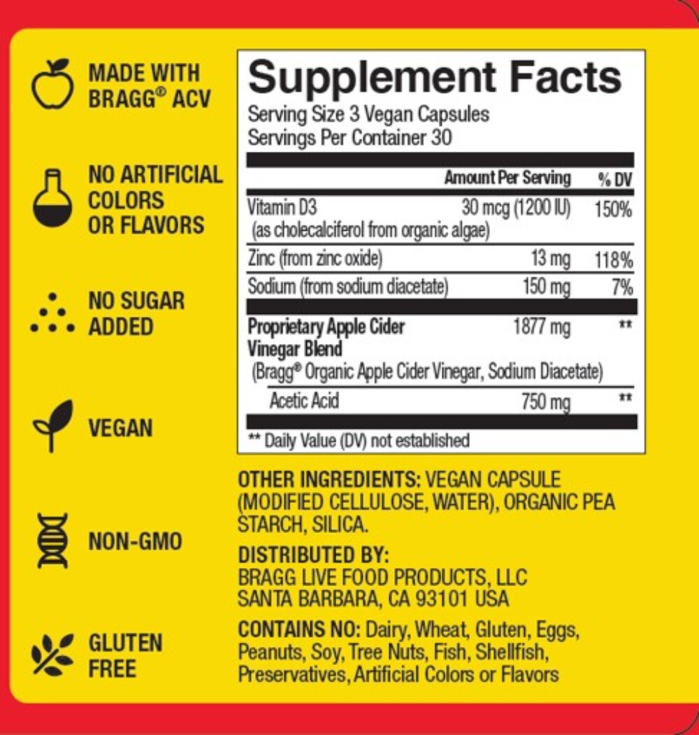 Bragg Apple Cider Vinegar Immune & Weight Management Support 90 Capsules