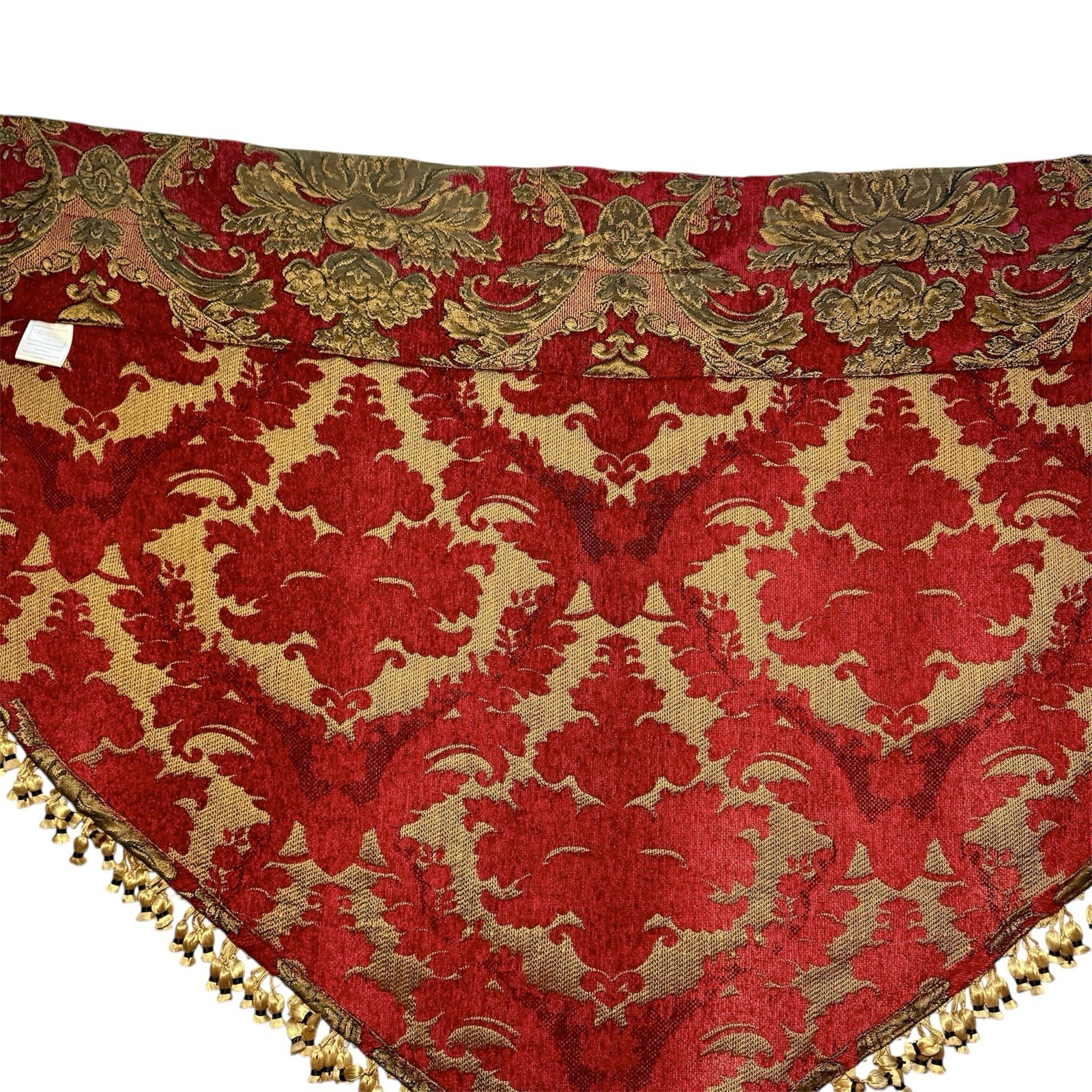 CROSCILL Imperial Empress CURTAIN Valance Brocade Red Gold Tassels Tapestry EUC