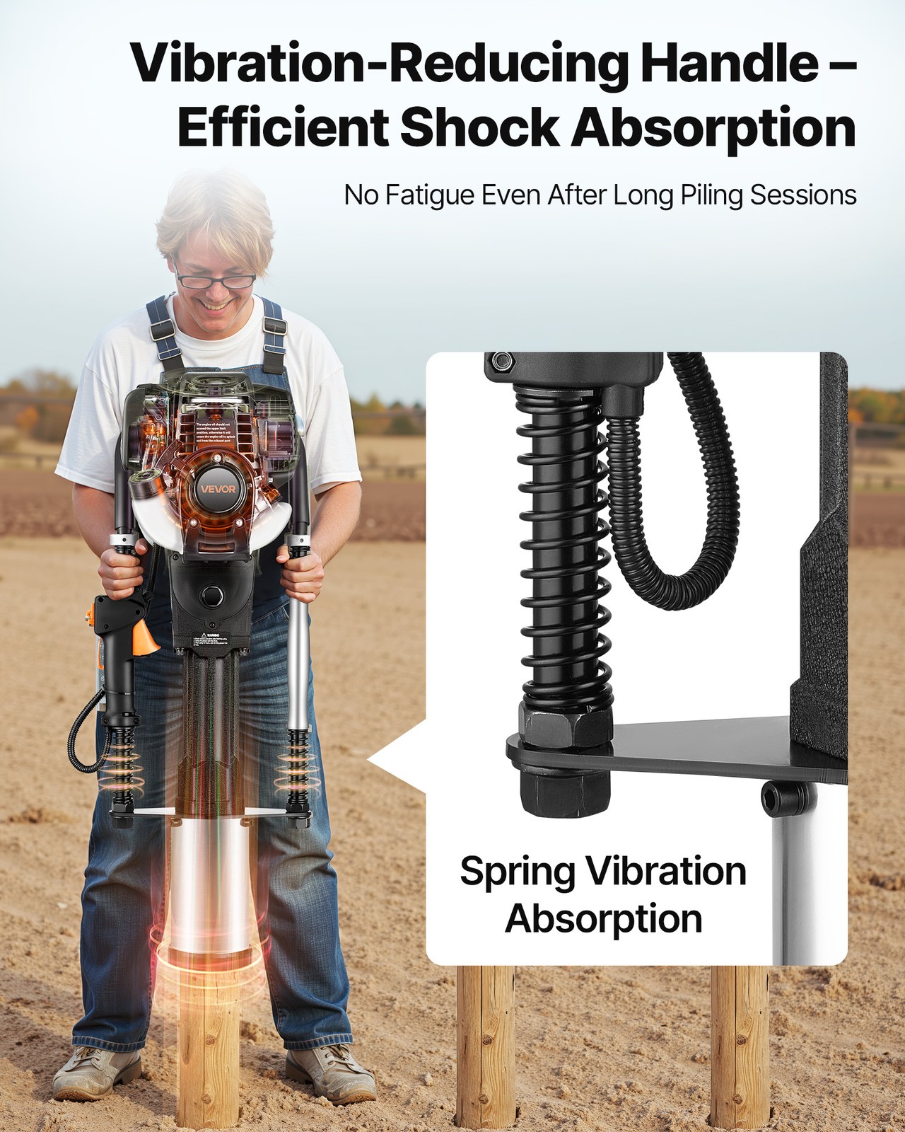 VEVOR Gas Powered T Post Driver 4 Stroke Engine Heavy Duty Fence Pounder