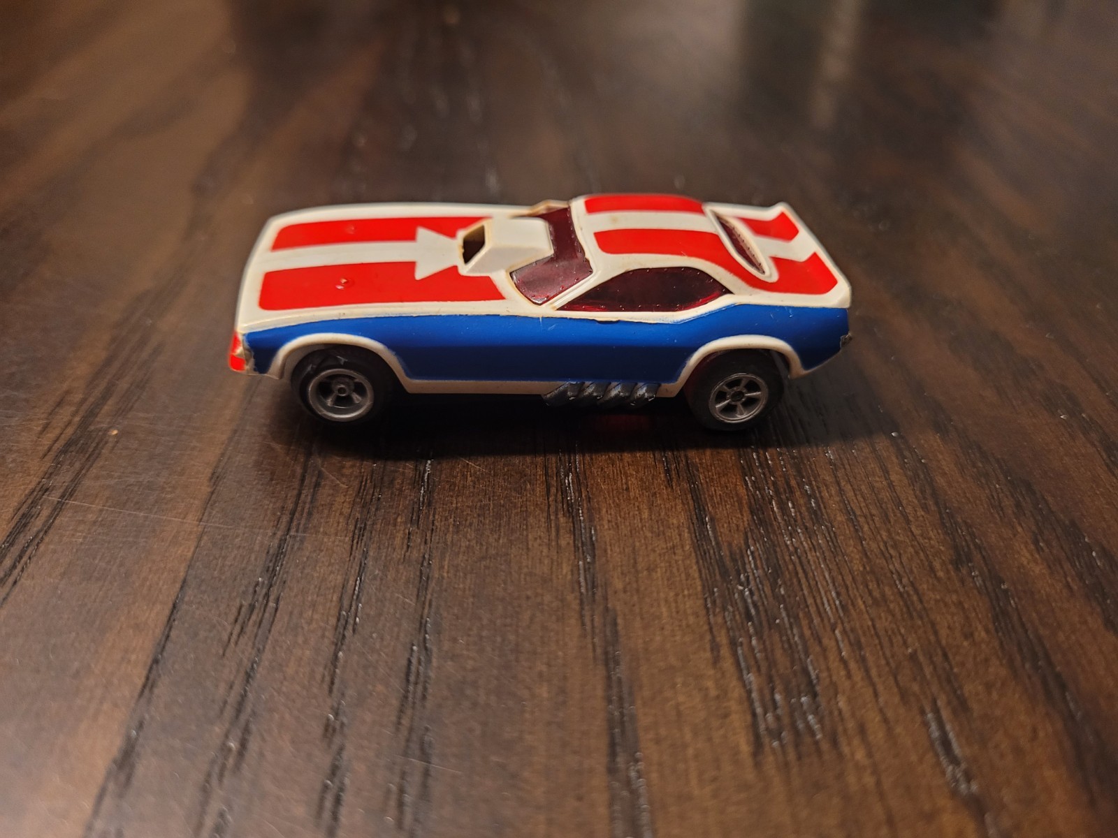 Vintage Aurora AFX Red/White/Blue Plymouth Cuda HO Slot Car