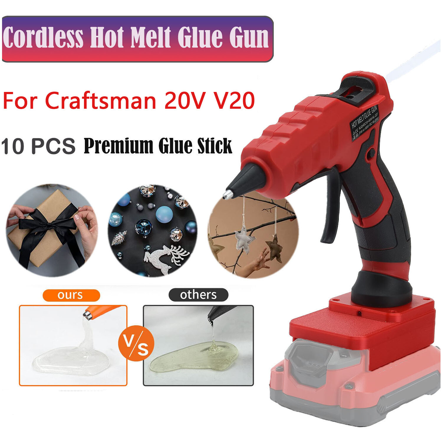 Hot Melt Glue Gun For Craftsman 20V V20 Li-ion Battery Handheld Repair DIY Tools