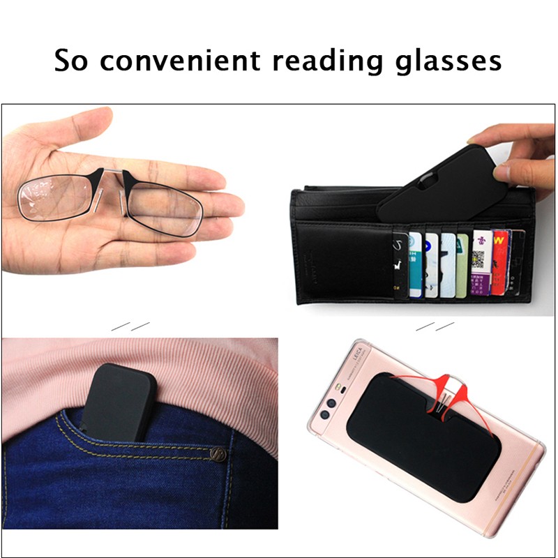 Reading Glasses Nose Clip Ultra Thin Optics Presbyopic +1.0 +1.5 +2.0 +2.5 +3.0