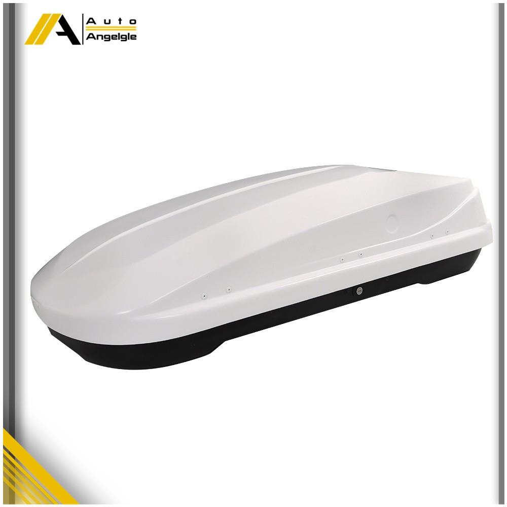 White 14 ft3 ABS Car Roof Top Box Cargo Luggage Carrier 2 Locks Toolless Install