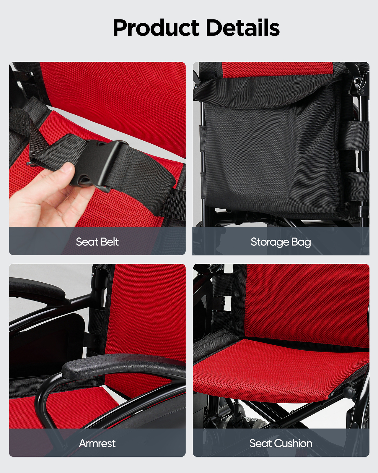 All Terrain Electric Wheelchair Heavy Duty 500W Foldable Electric Wheelchairs