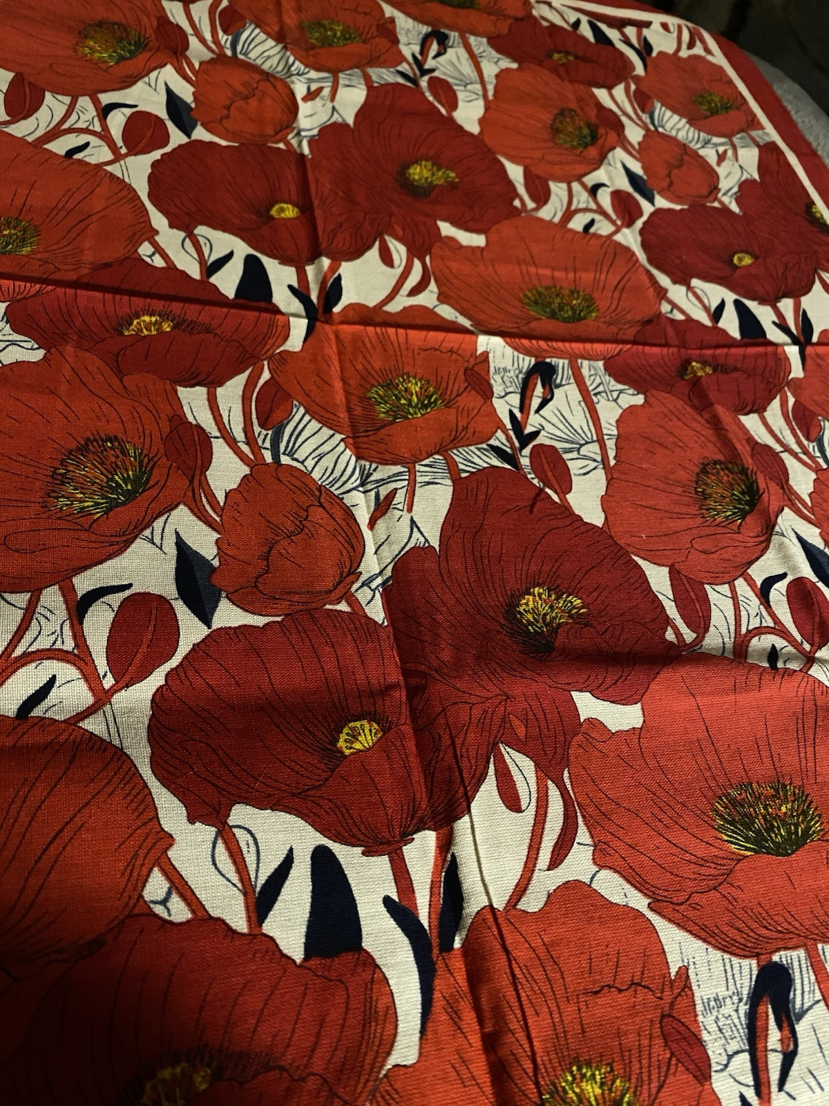 Poppies Bandana New Red Scarf Neck Wrap Flowers 100% Cotton Floral Spring