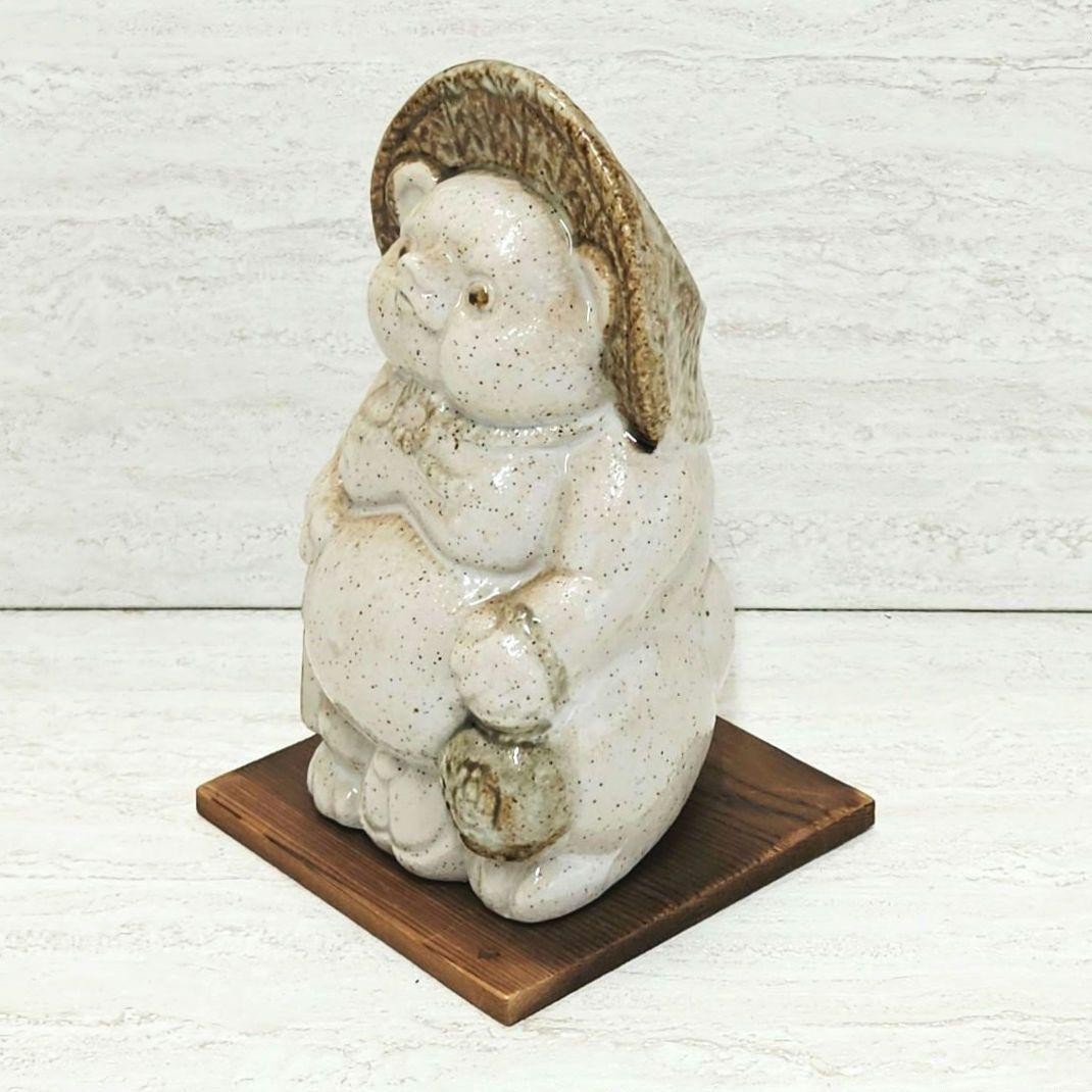 Shigaraki White Tanuki Statue Vintage Style Home Decor