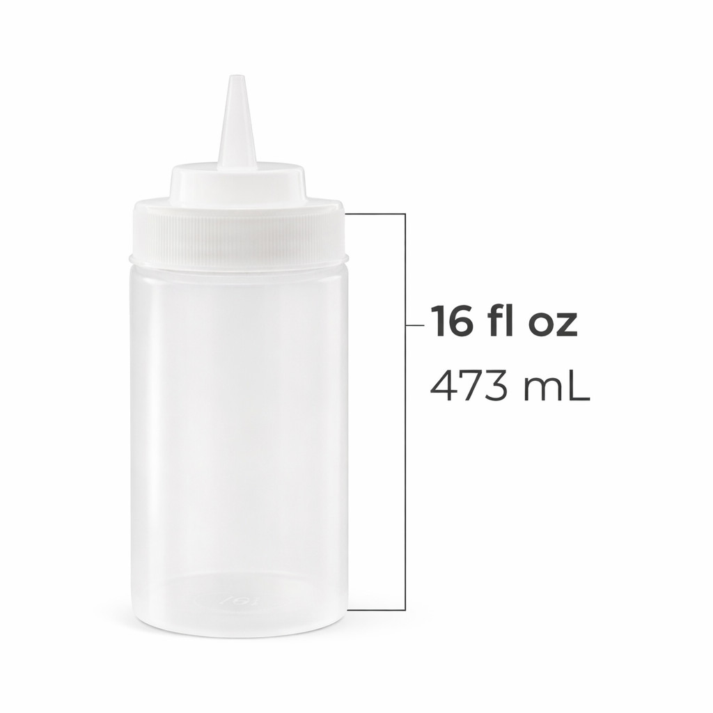 Winco 16oz Clear Wide Mouth Squeeze Bottles PSW-16C-CC BPA Free (6-36 Ct)