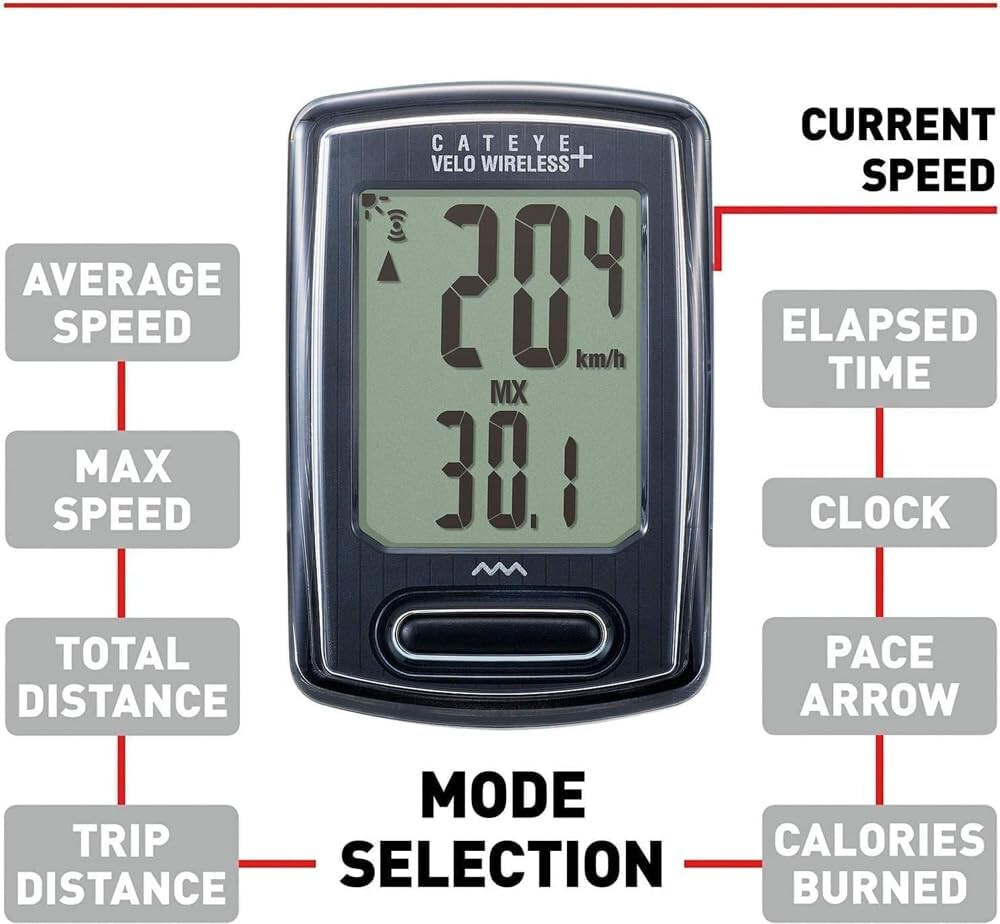 CatEye Velo Wireless Plus Cycling Bicycle Computer - CC-VT235W With Backlight