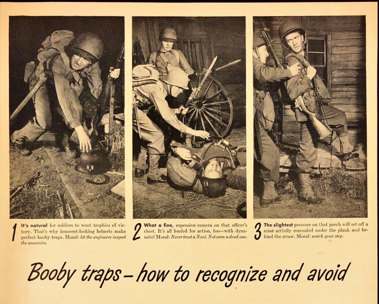 1943 Agfa Ansco Film Booby Traps How To Avoid Them WWII Vintage Print Ad