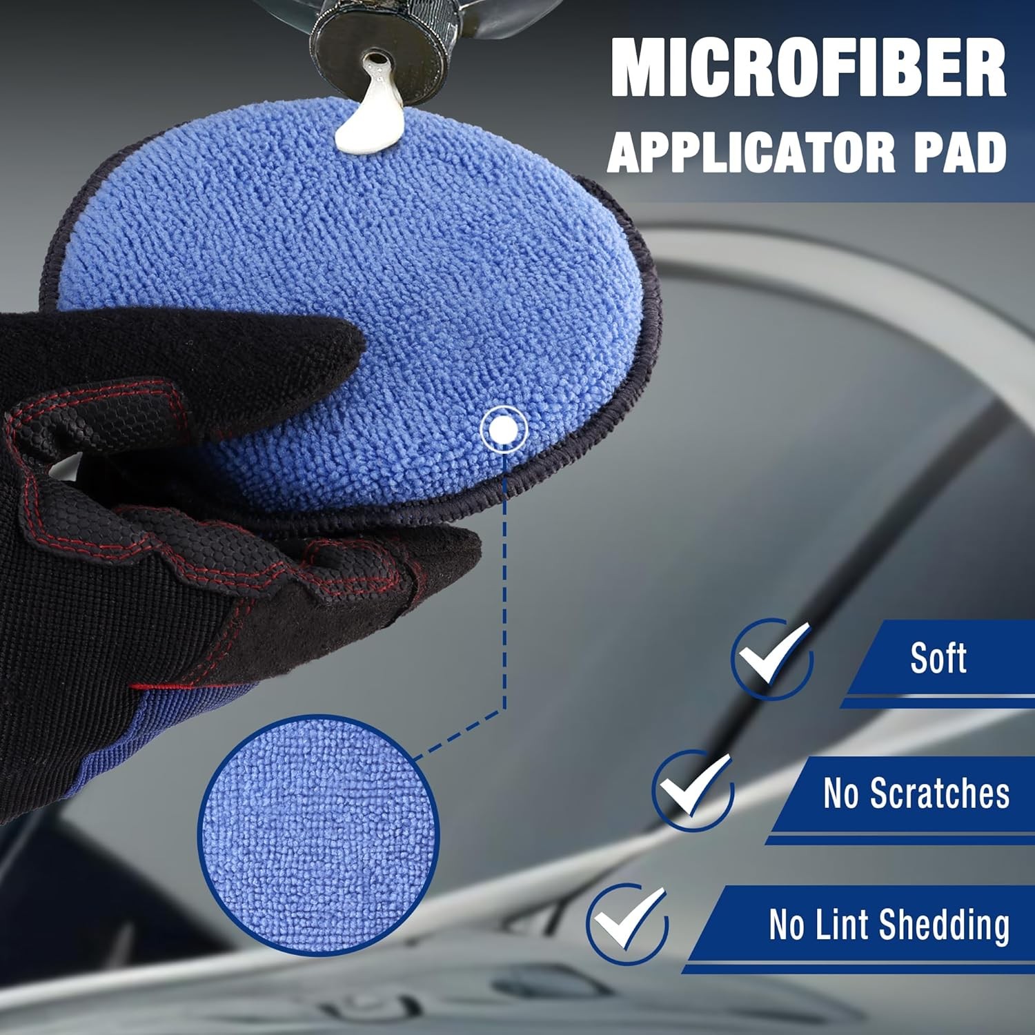 WORKPRO 18PC Car Wax Applicator Pad Microfiber Soft Foam Detailing Polishing Pad