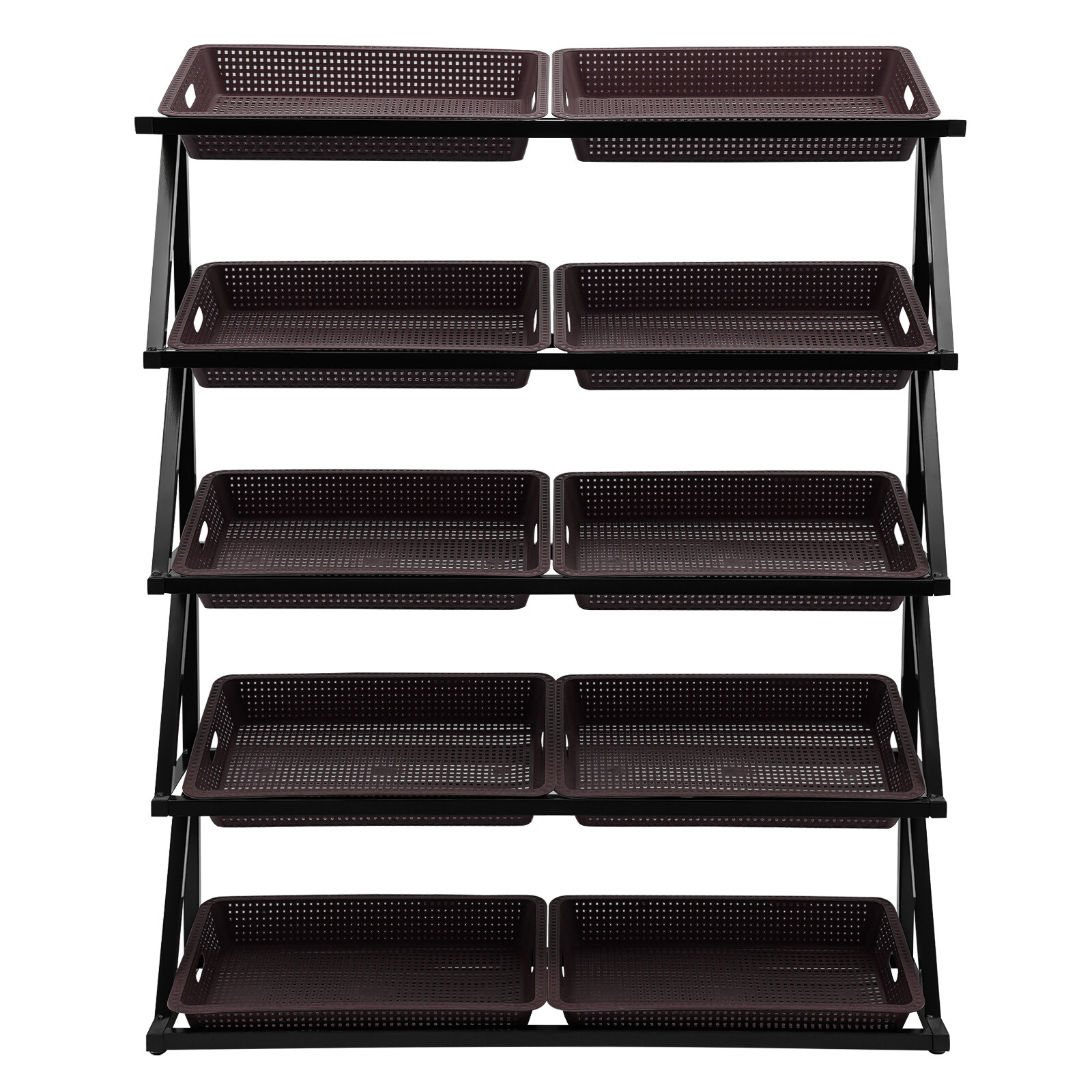 Market Retail Display Rack Shelf + 10x Merchandiser Fruit Vegetable Snack Basket