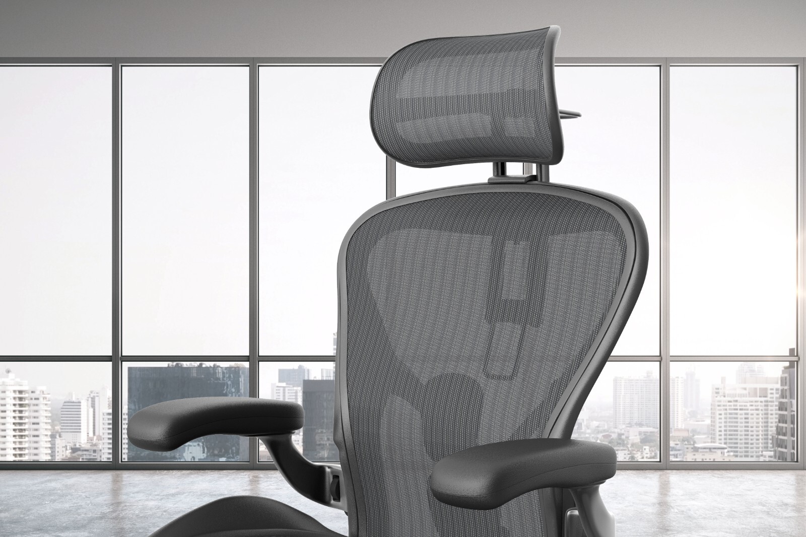 Atlas The Best Headrest for the Herman Miller Aeron Chair - Graphite Remastered